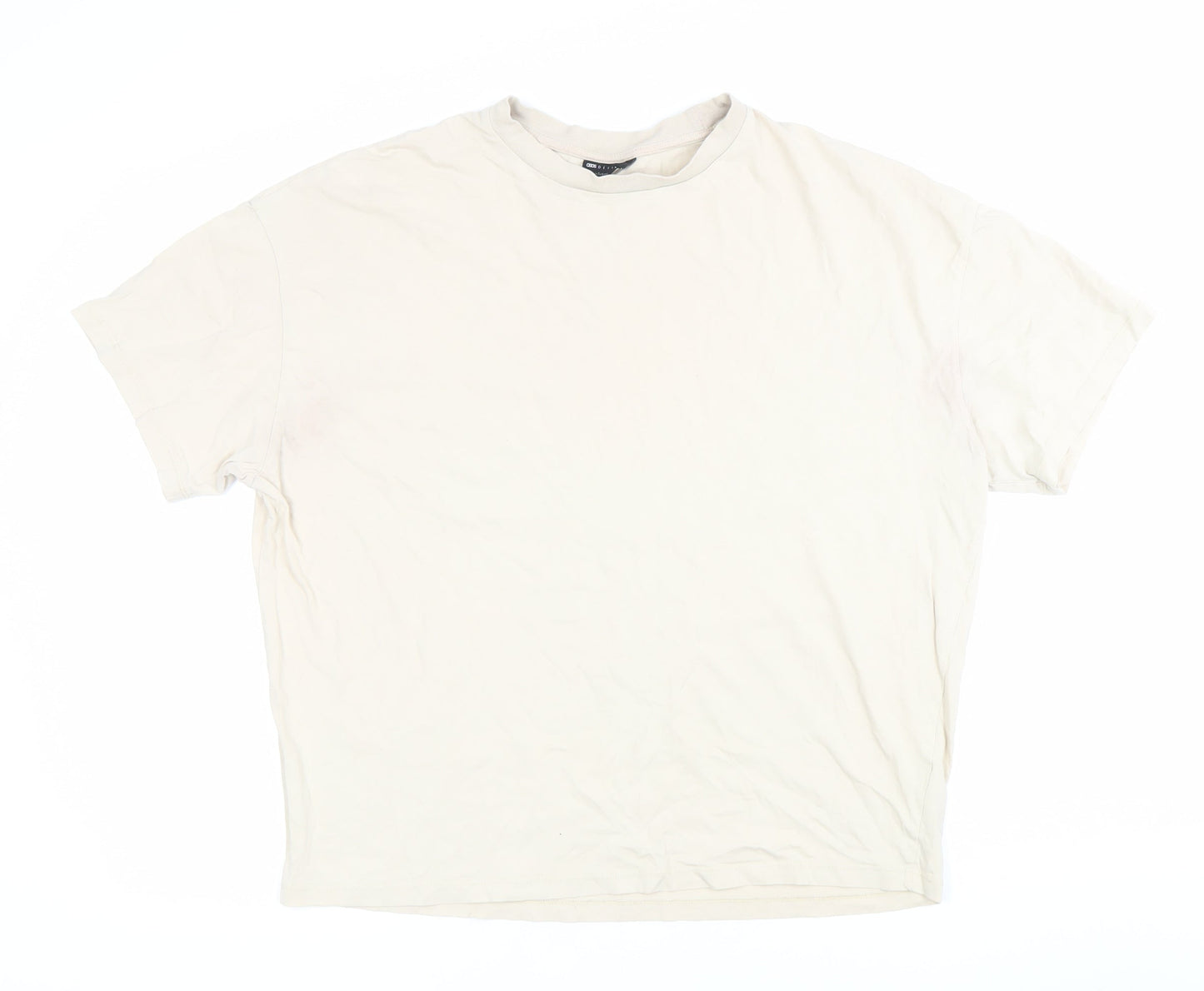 ASOS Design Men’s Beige Crew Neck Short Sleeve Cotton T-Shirt Size S