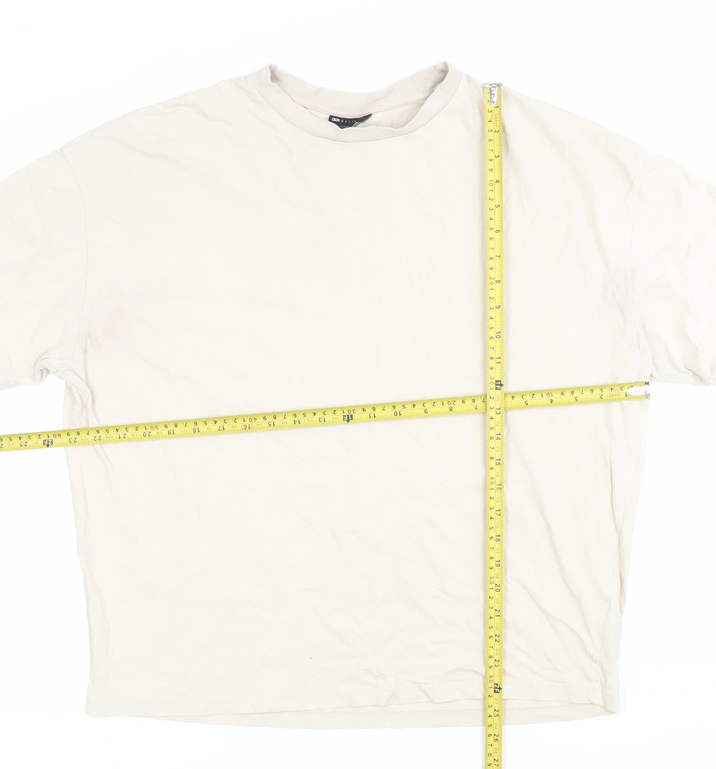 ASOS Design Men’s Beige Crew Neck Short Sleeve Cotton T-Shirt Size S