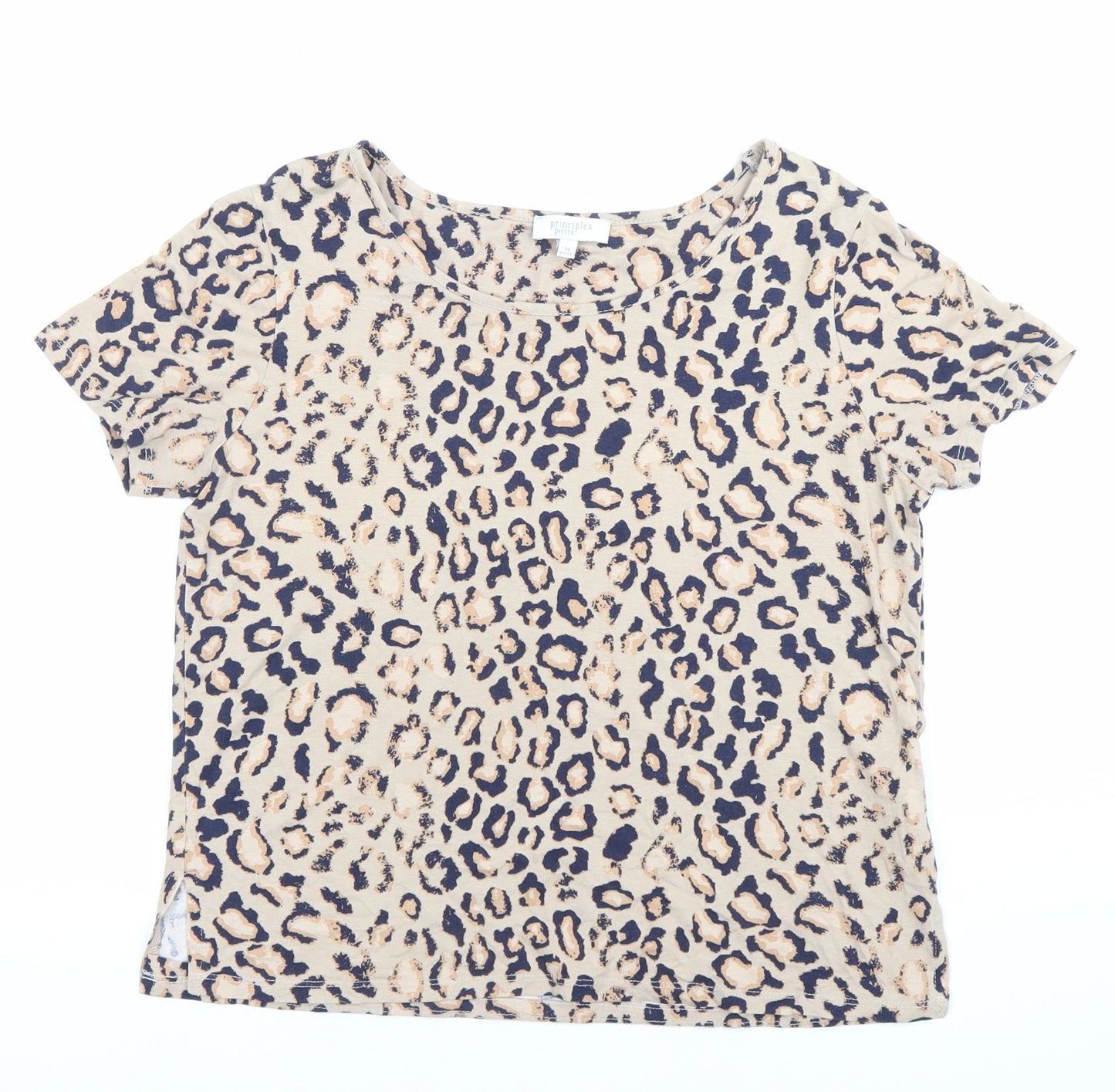Principles Petites Women’s Beige Animal Print T-Shirt Size 14