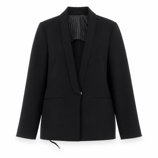 Topshop Women Black Blazer UK 12 Shawl Lapel Lined Workwear Jacket