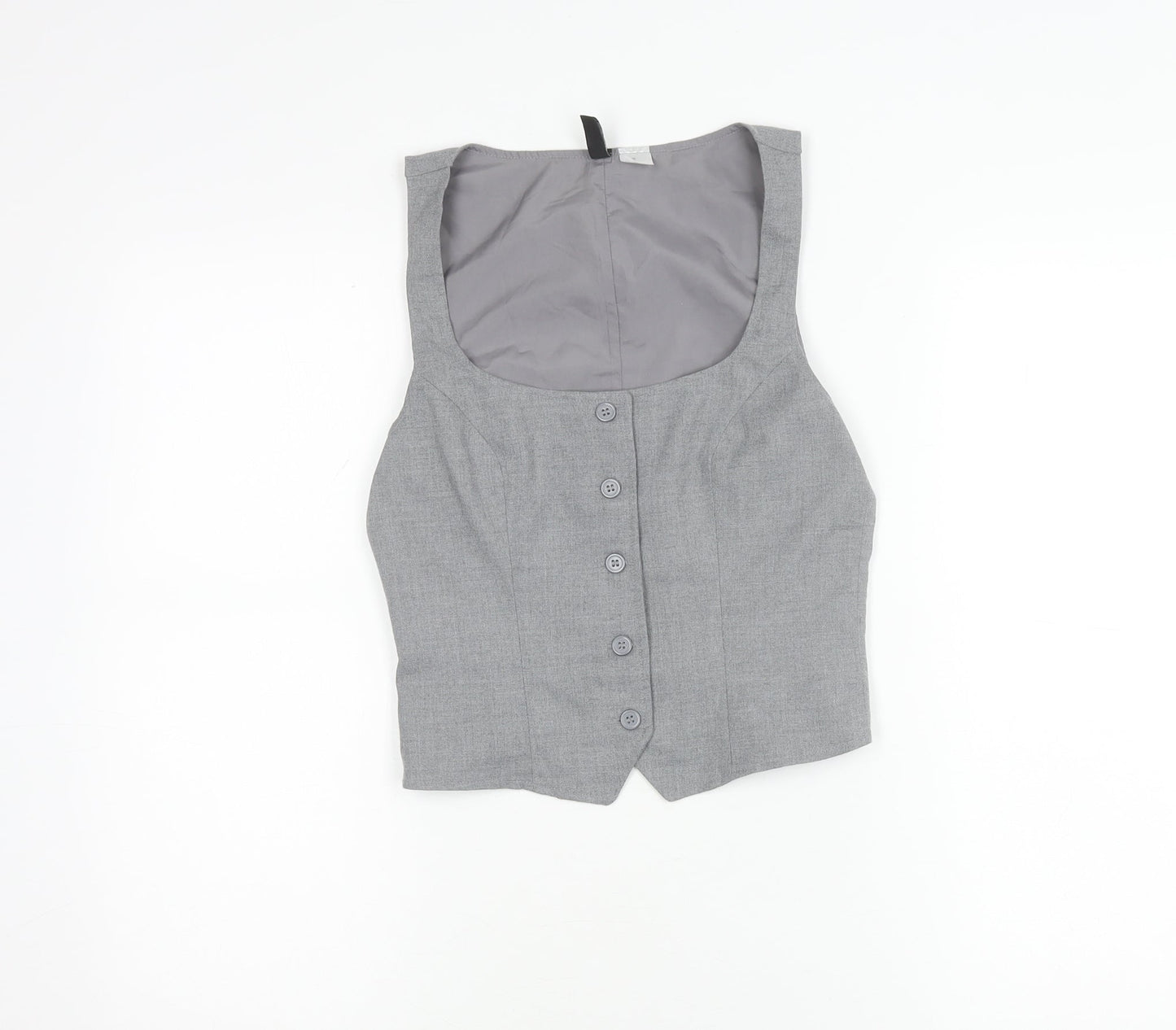 H&M Divided Women’s Grey XS Cropped Sleeveless Button-Up Top