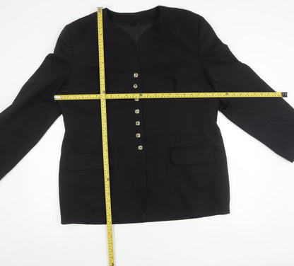 Mike Benet Womens Black Blazer Size 18 Tailored Eight-Button Jacket