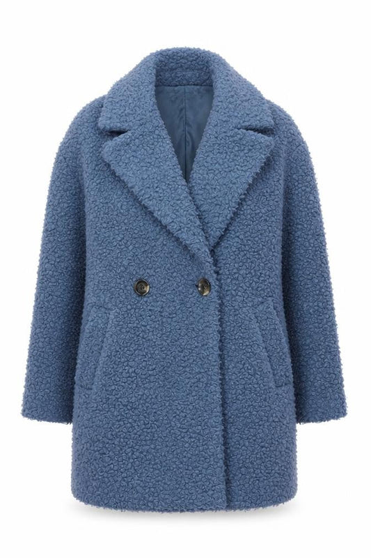 Primark Women’s Blue Mid-Length Fleece Overcoat Size 6