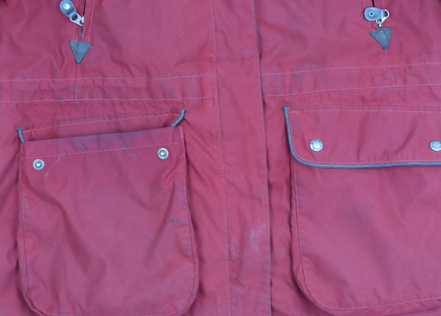 Aigle Womens Red Parka Jacket Coat M Hooded Full Zip Pockets