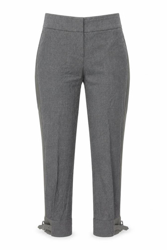 MaxMara Women’s Grey Wool Tapered Trousers Size 10 Belted Workwear