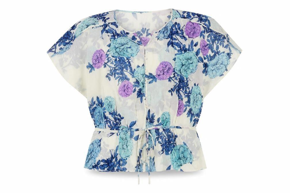 Front view of Alex & Co. Women’s Multicoloured Floral Silk Mix Blouse, size UK 14