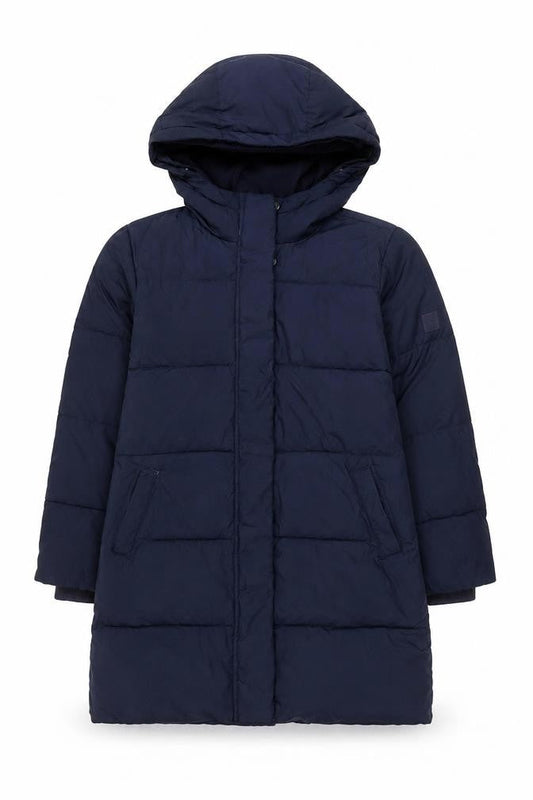 Gap Kids Girls Blue 10-11 Years Long Hooded Puffer Jacket Coat Winter