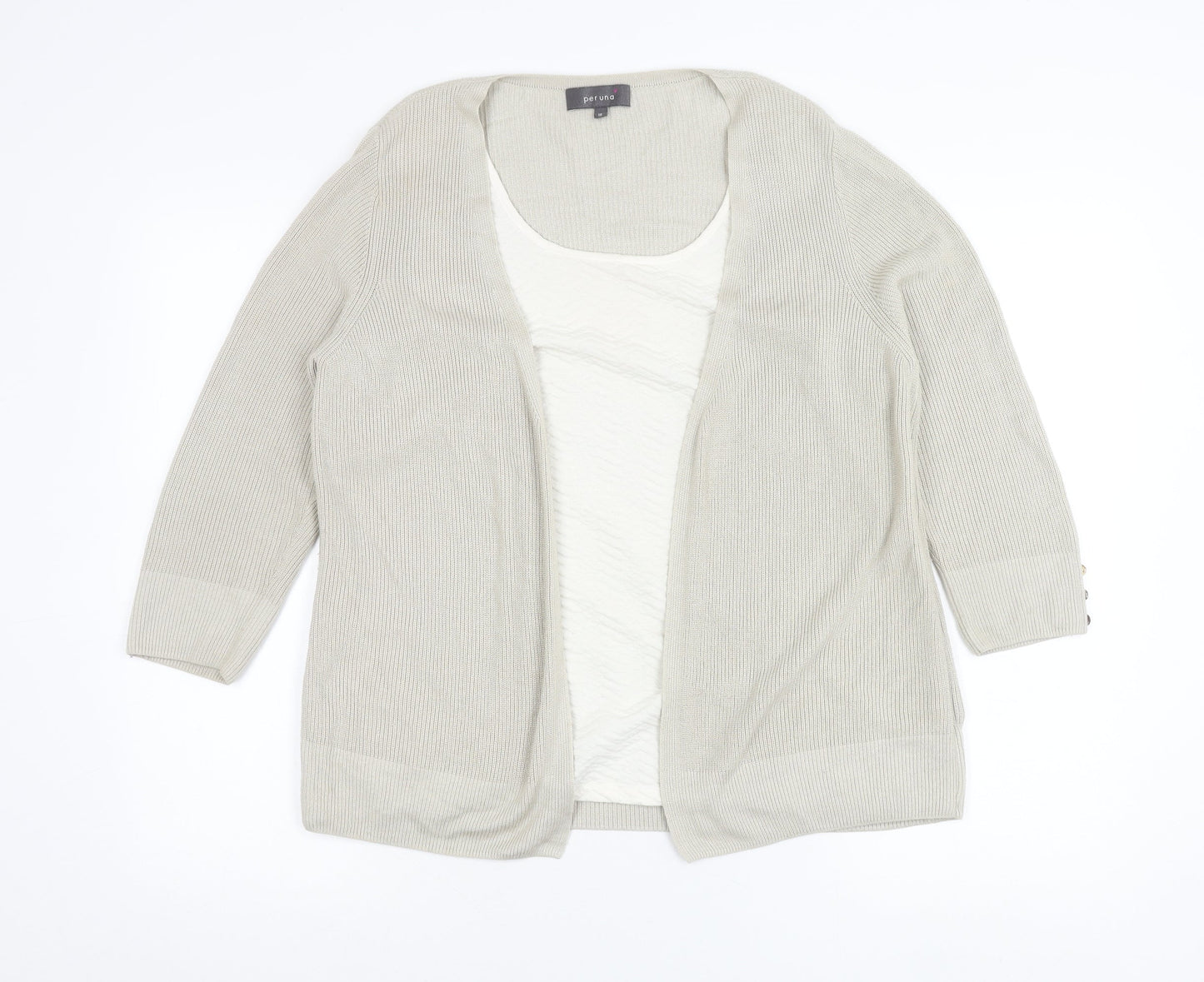Marks and Spencer Per Una Women’s Beige Cardigan Size 16 Open Knit