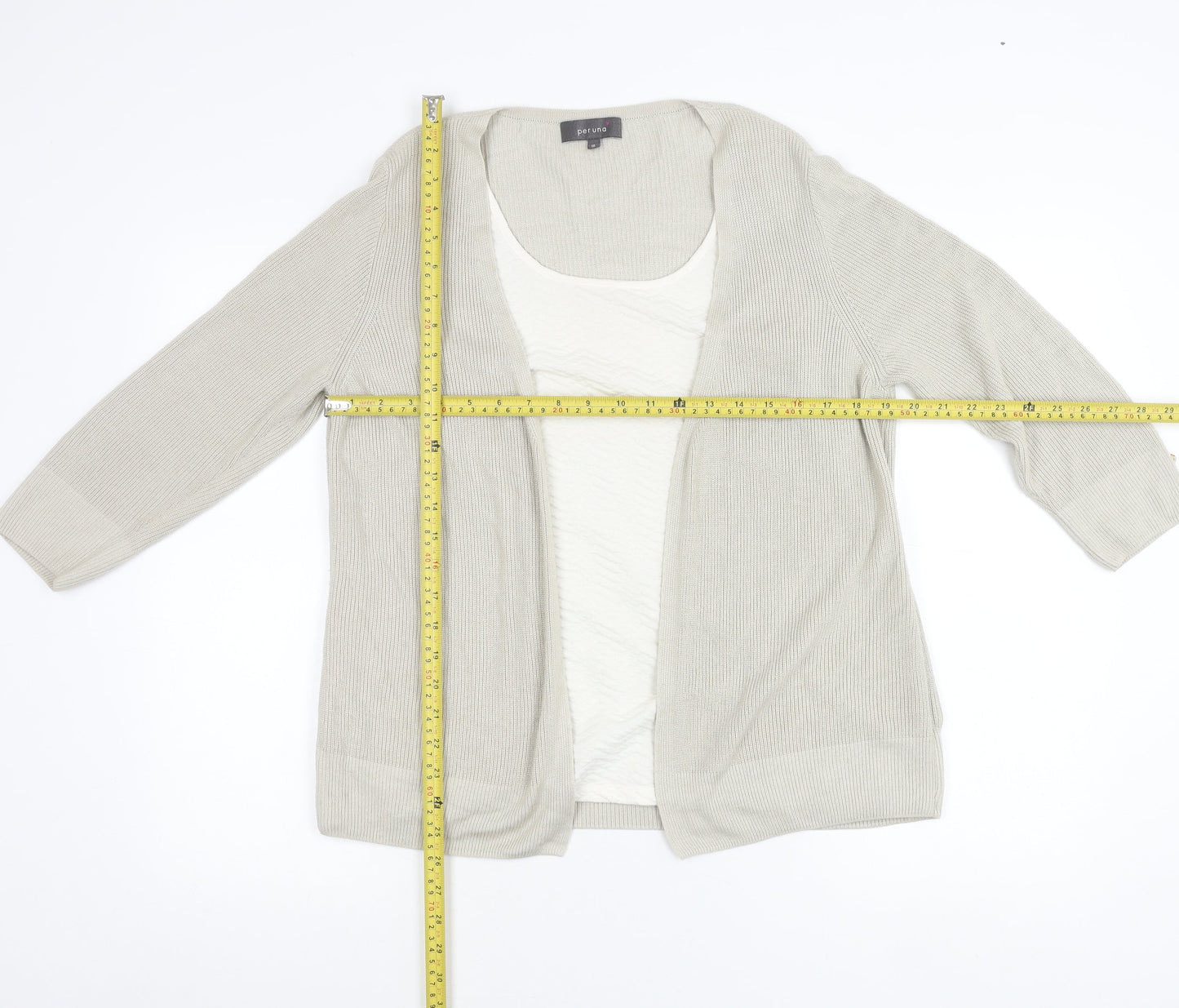 Marks and Spencer Per Una Women’s Beige Cardigan Size 16 Open Knit