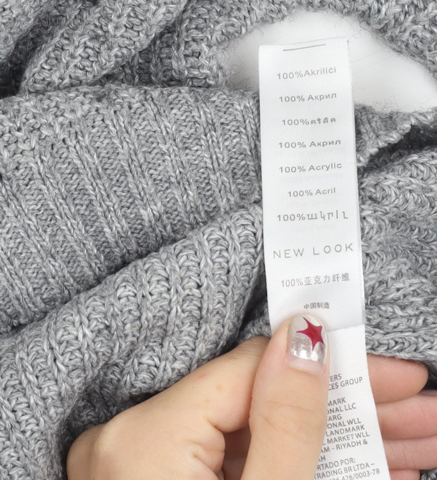 Cameo Rose Women’s Grey V-Neck Chunky Knit Pullover Jumper Size 10