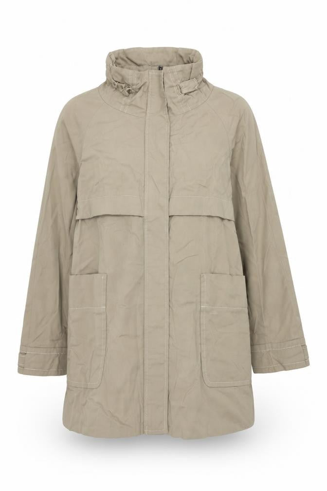 Zara Basic Women Beige Parka Jacket Size 12 Cotton Blend