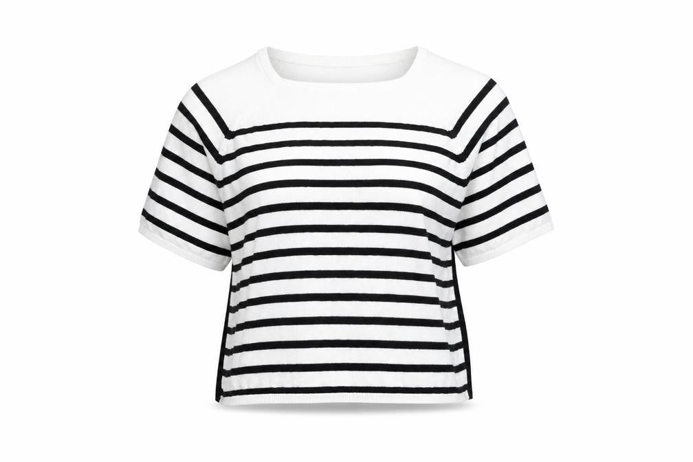 New Look Women’s Black White Striped T-Shirt Size 12 Short Sleeve