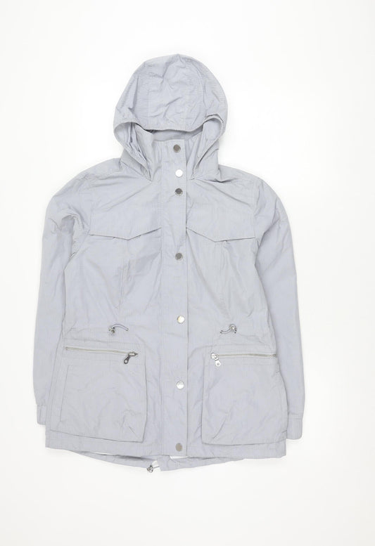 Marks and Spencer Women’s Grey Parka Jacket Size 12 Hooded Pockets