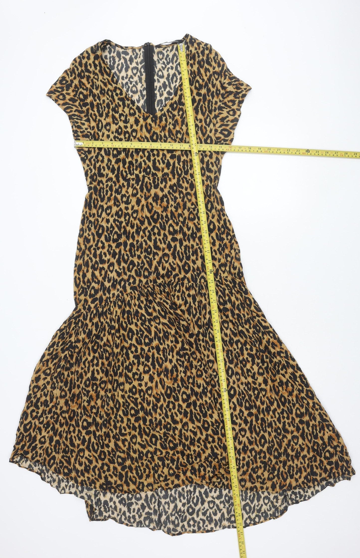 Zara Woman Leopard Print Fit & Flare Dress XS Scoop Neck