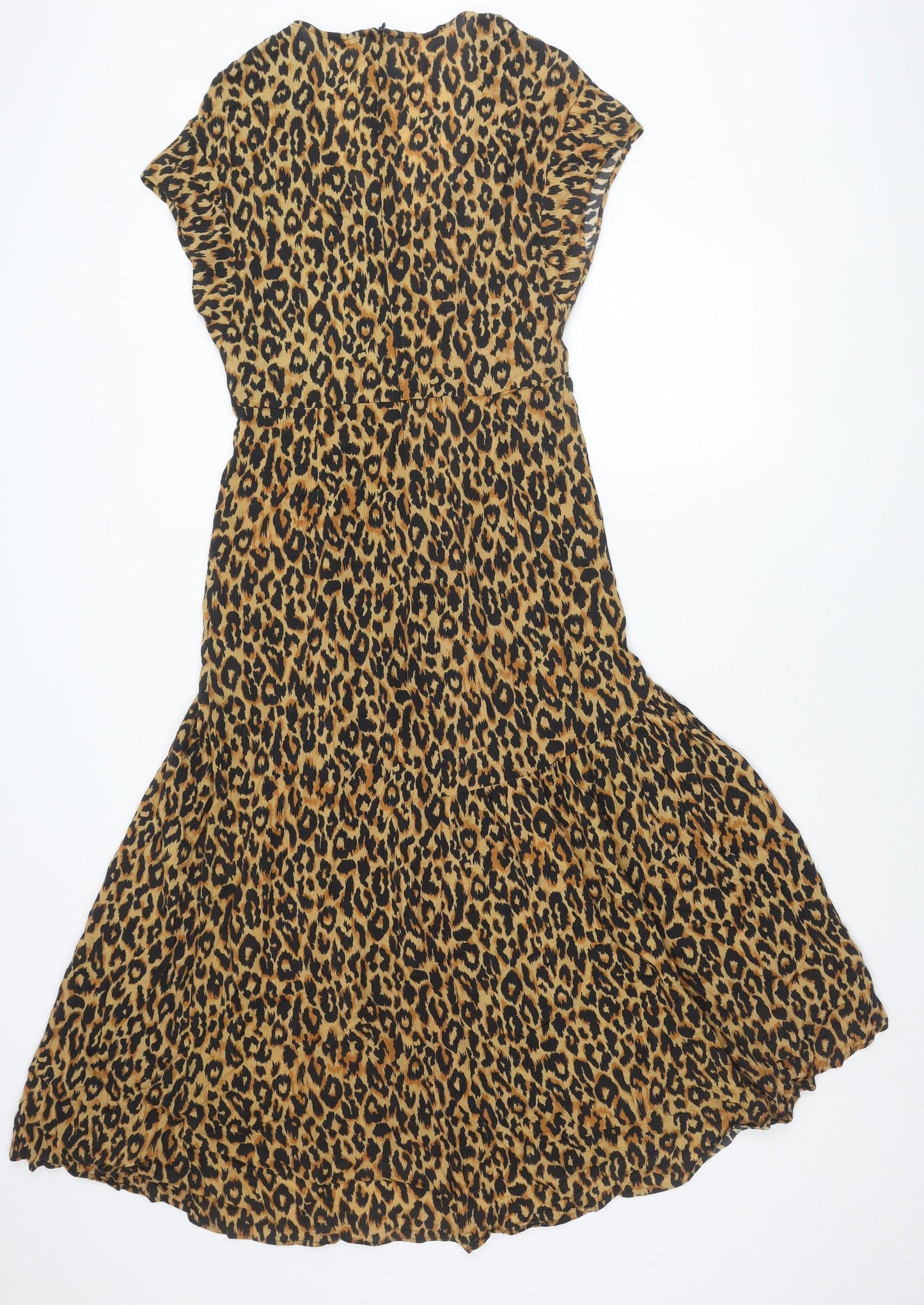 Zara Woman Leopard Print Fit & Flare Dress XS Scoop Neck