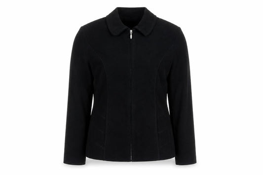 Bonmarché Women Black Size 16 Collared Zip Jacket Polyester Blend
