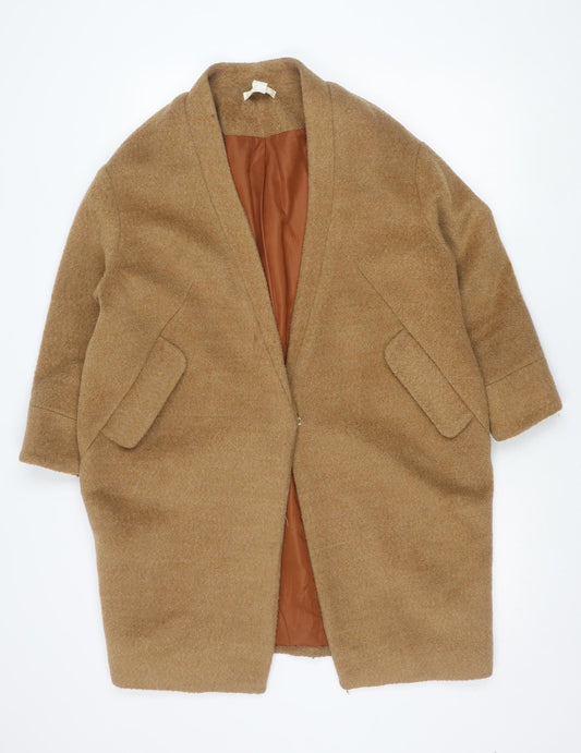 H&M Women's Brown Wool Blend Mid-Length Overcoat Size 10 Regular