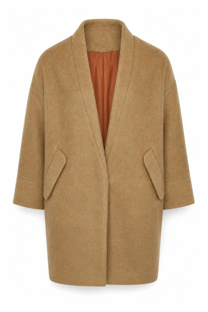 H&M Women's Brown Wool Blend Mid-Length Overcoat Size 10 Regular