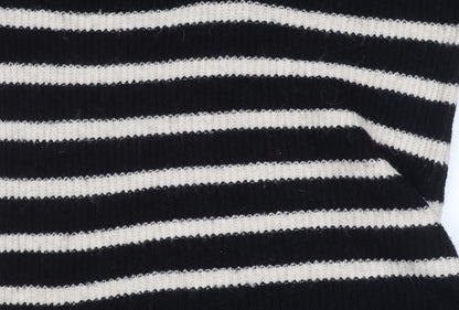 Marks & Spencer Women’s Black Stripe Collared Pullover Jumper S