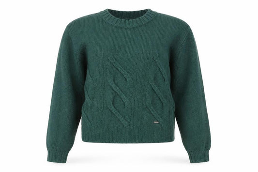 Hollister Womens Green XS Cable-Knit Crew Neck Long Sleeve Jumper