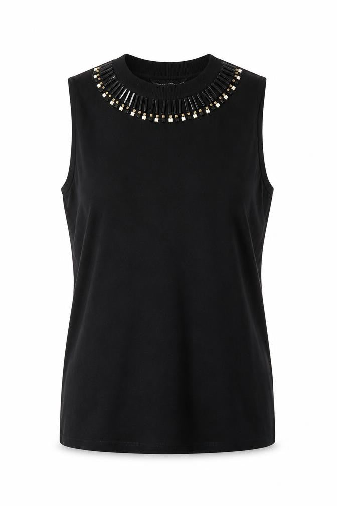 Dorothy Perkins Womens Black Beaded Tank Top UK 12 Sleeveless Knit