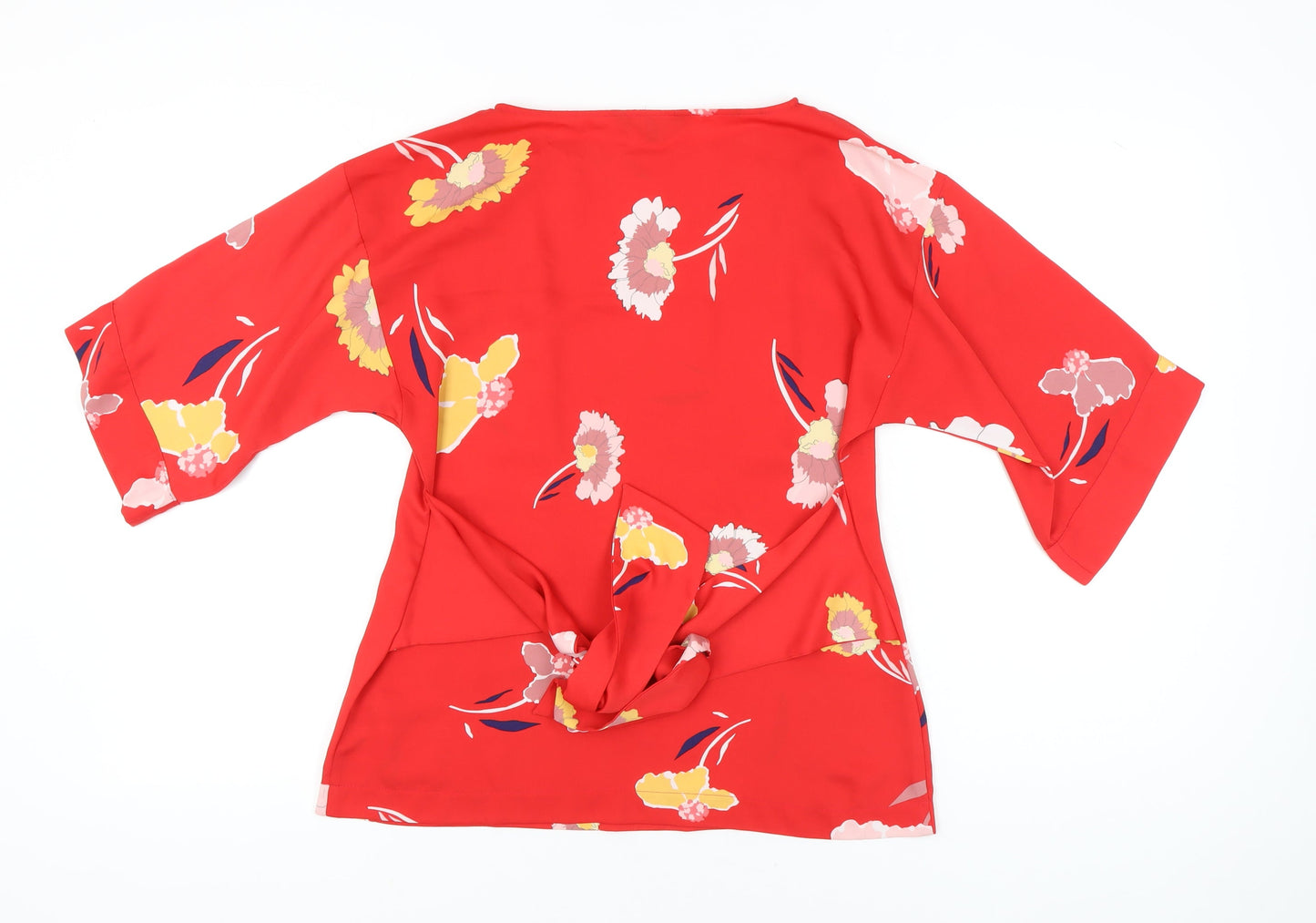 Debenhams Women’s Red Floral Tunic Blouse Size 12 3/4 Sleeve