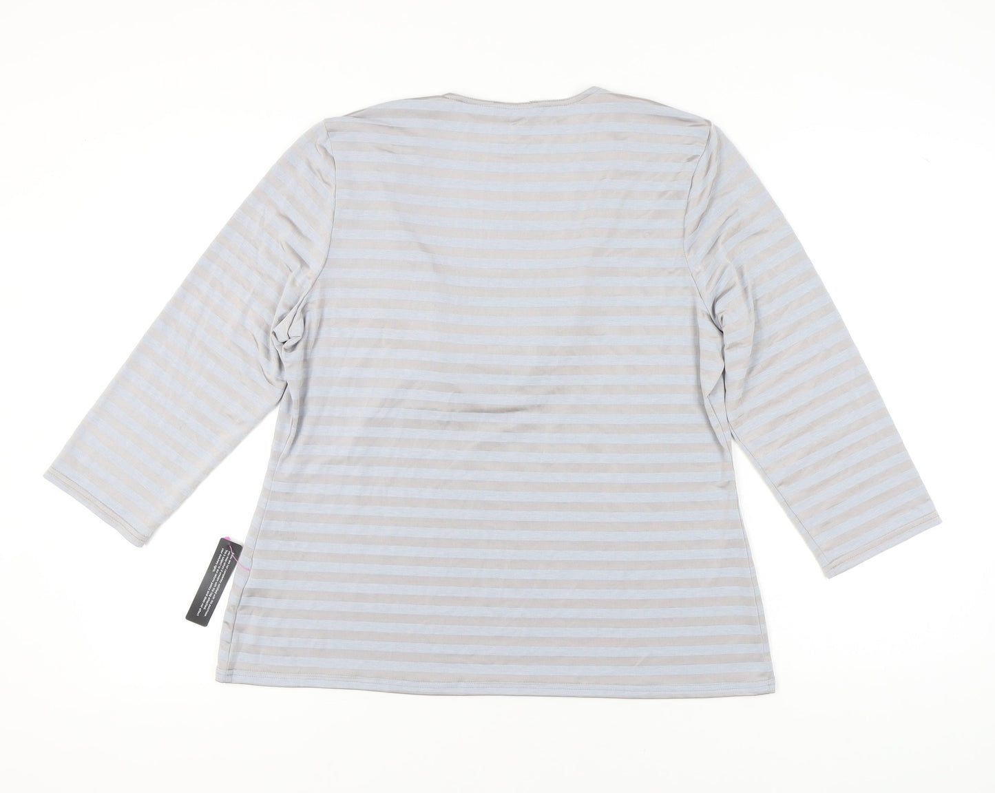 Roman Women Grey Striped Tunic Blouse Size 20 Cowl Neck 3/4 Sleeve