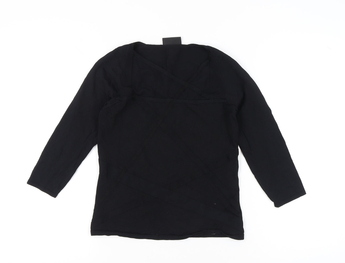 Principles Women's Black Size 12 Wrap Knit 3/4 Sleeve Blouse