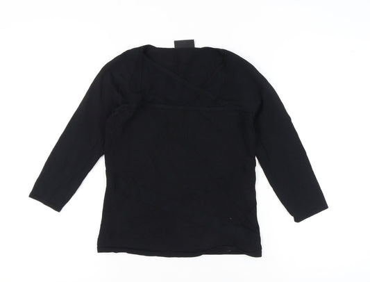 Principles Women's Black Size 12 Wrap Knit 3/4 Sleeve Blouse