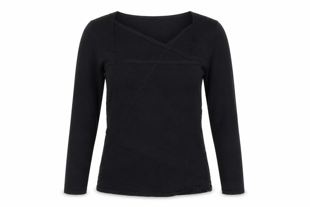 Principles Women's Black Size 12 Wrap Knit 3/4 Sleeve Blouse