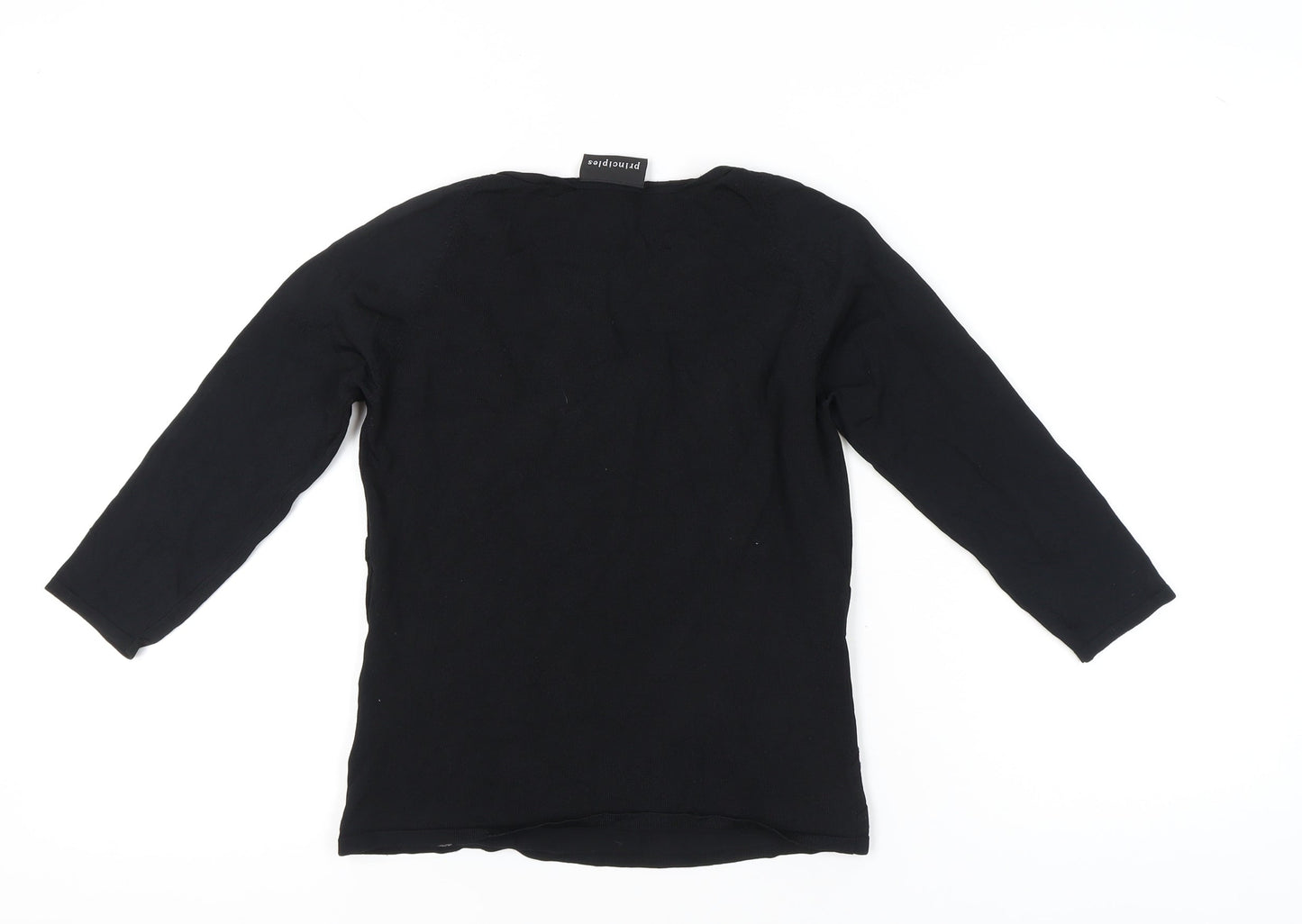 Principles Women's Black Size 12 Wrap Knit 3/4 Sleeve Blouse