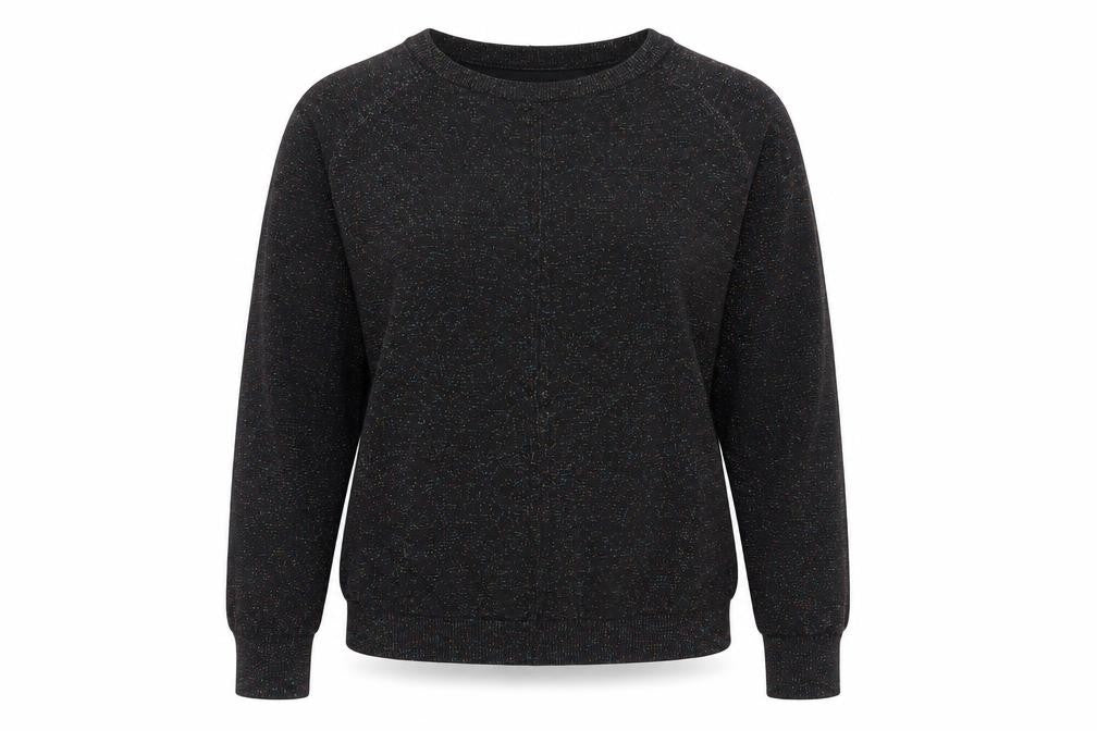 Seint Womens Black L Glitter Knit Pullover Jumper Crew Neck