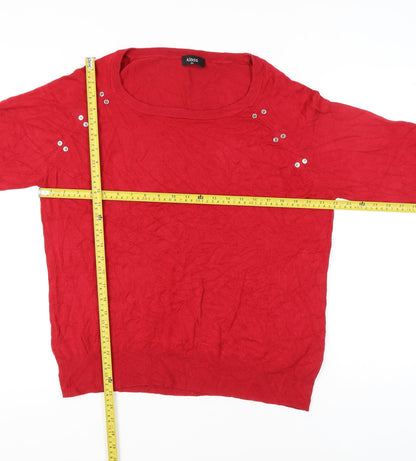 Klass Women’s Red 2XL Pullover Jumper Scoop Neck 3/4 Sleeve
