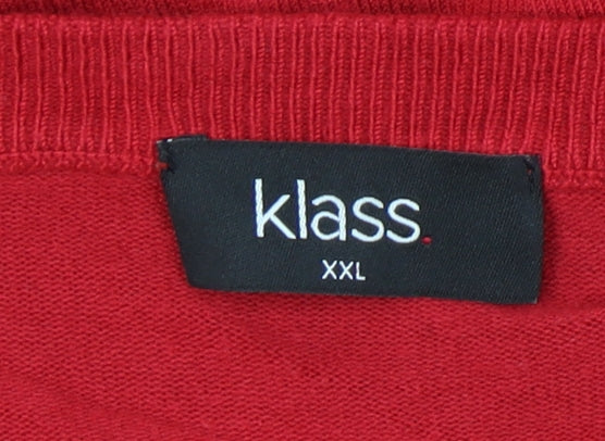 Klass Women’s Red 2XL Pullover Jumper Scoop Neck 3/4 Sleeve
