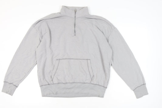 Hollister Men’s Grey Oversized 1/2 Zip Sweatshirt M