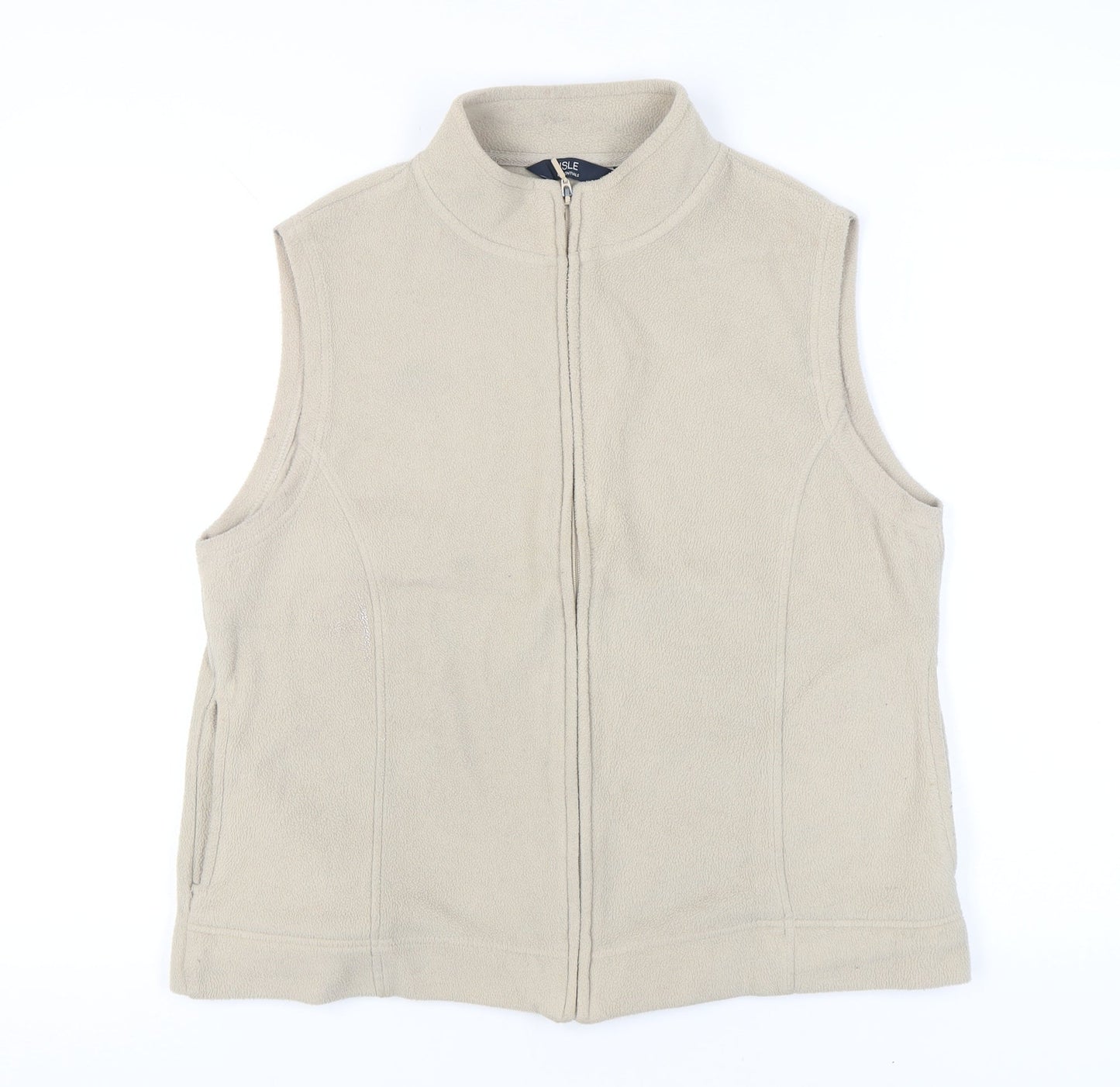 Isle Essentials Women’s Beige Fleece Waistcoat Size 18 Zip Casual
