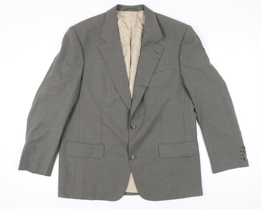 H.T. Burt Men's Grey Wool Jacket 44 Regular Notch Lapel Classic