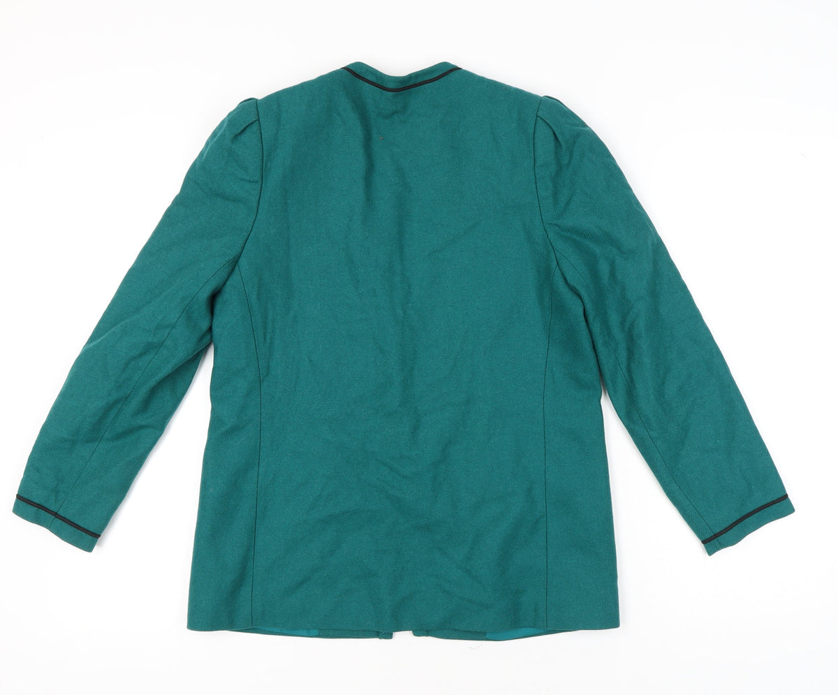 Windsmoor Womens Green Wool Blend Blazer Jacket Size 10