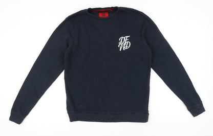 DFND Men's Blue Crew Neck Pullover Sweatshirt Size L Logo Print
