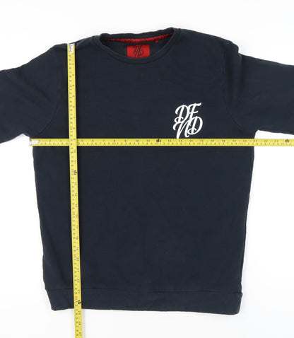 DFND Men's Blue Crew Neck Pullover Sweatshirt Size L Logo Print