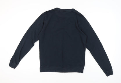 DFND Men's Blue Crew Neck Pullover Sweatshirt Size L Logo Print