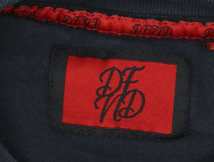 DFND Men's Blue Crew Neck Pullover Sweatshirt Size L Logo Print