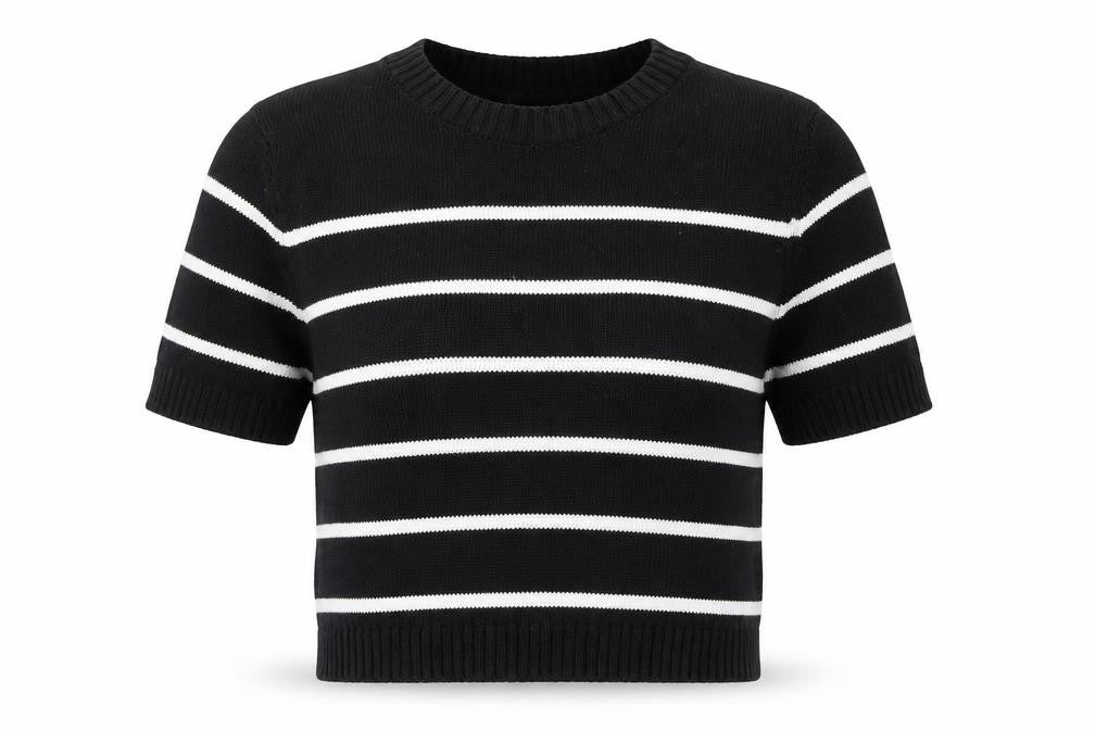 H&M Women’s Black Striped Short Sleeve Pullover Jumper XS