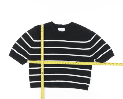 H&M Women’s Black Striped Short Sleeve Pullover Jumper XS