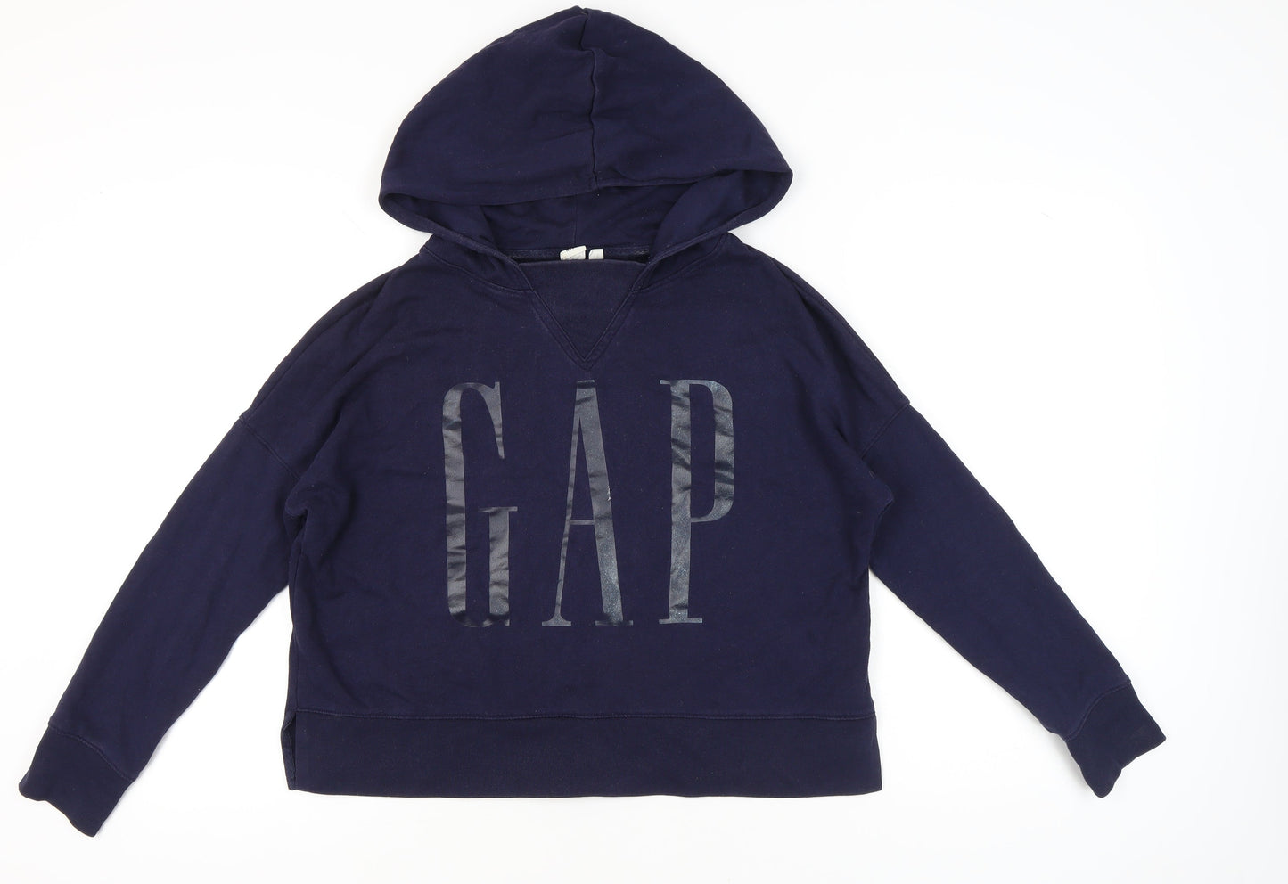 GAP Womens Navy Blue Hoodie Small Pullover Logo Cotton Blend