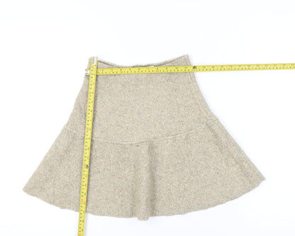 Zara Women Beige Flared Wool Blend Short Skirt Size 12