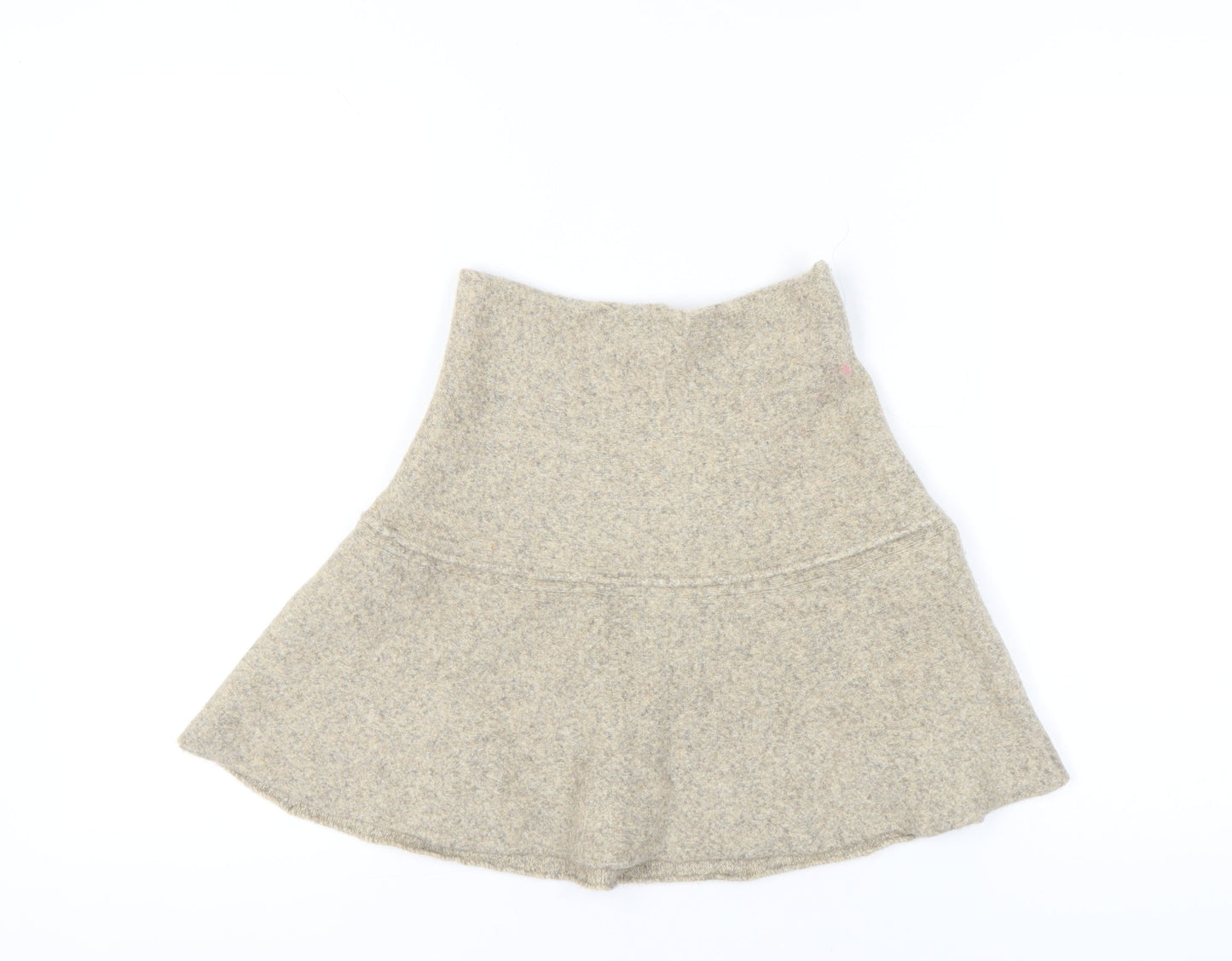 ZARA Women Beige Flared Wool Blend Short Skirt Size 12