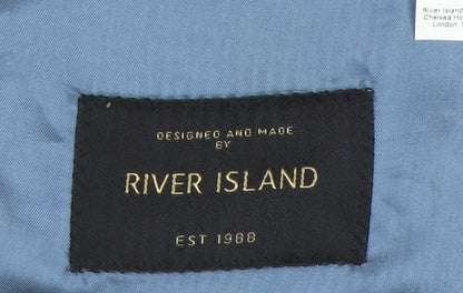 River Island Men’s Grey Suit Jacket Blazer 42L Notch Lapel Formal