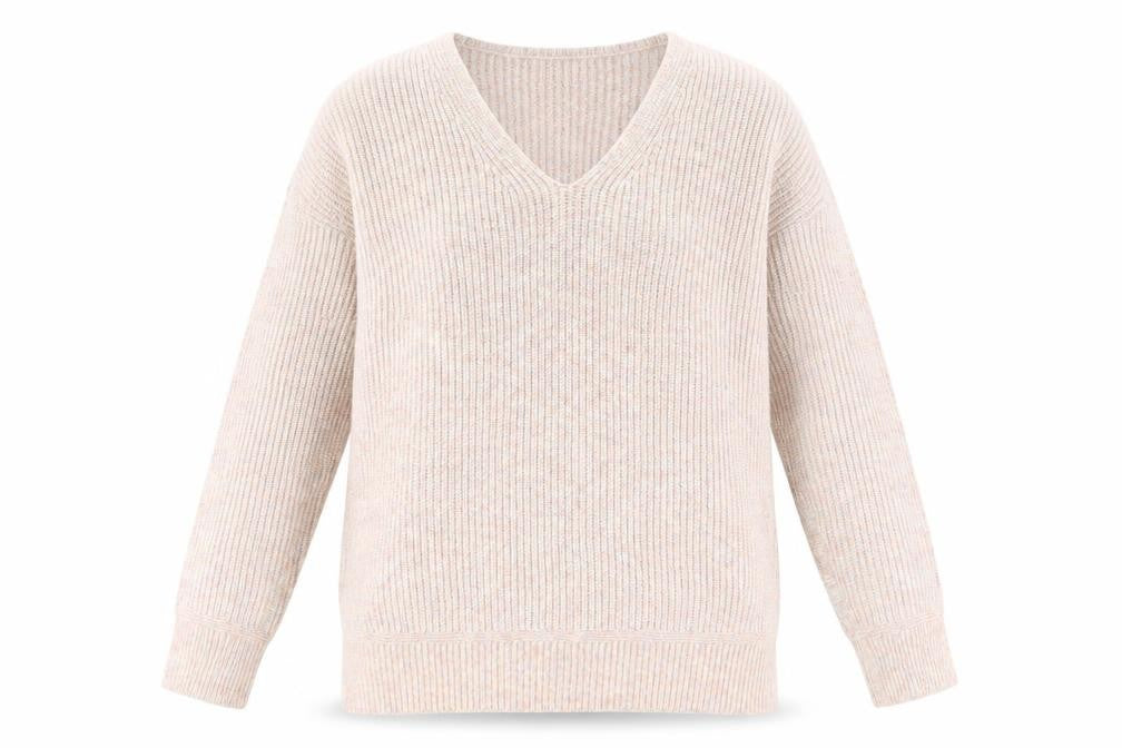 Marks & Spencer Womens Beige Knit V-Neck Pullover Jumper M