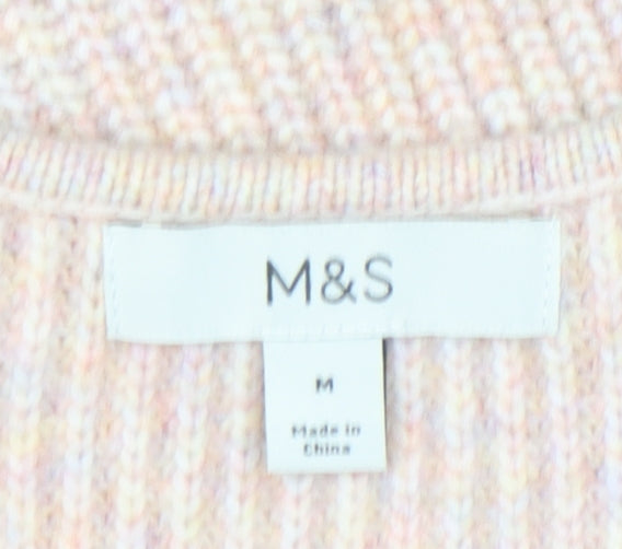 Marks and Spencer Womens Beige Knit V-Neck Pullover Jumper M